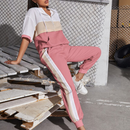 Colorblock Drawstring Hoodie  Sweatpants