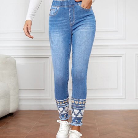 Blue high waist skinny jeans