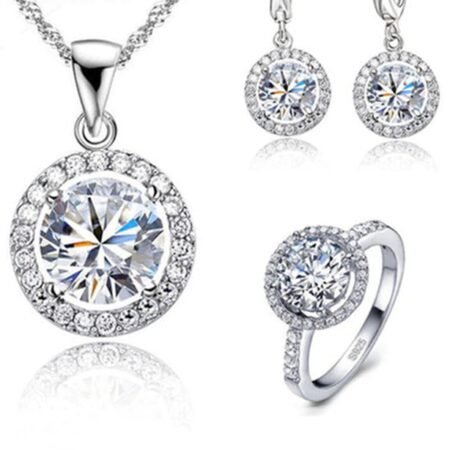 925 Sterling Silver Necklaces Earrings Rings Bridal Jewelry Sets For Women
