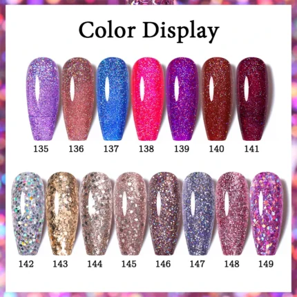DIY Nail Art Polish 7.5ml Glitter UV Gel Nail Polish Glitter Sequins Soak Off Varnish