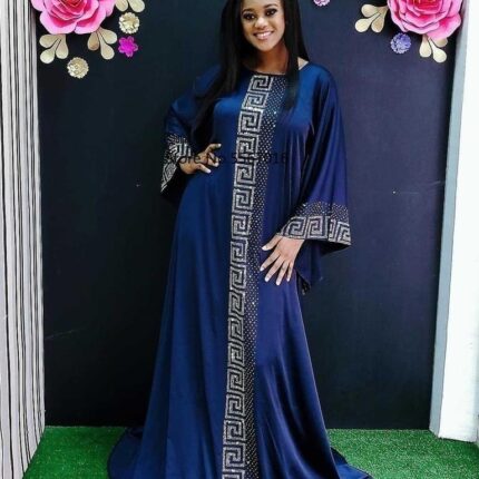 Designer Dashiki Dress Silk Abaya Maxi Long Sleeve Robe Gowns for Sexy Ladies, Party Wear