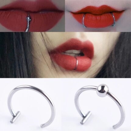 Trendy 8/10mm Titanium Steel Punk Clip on Fake Piercing Ear Nose Lip Ring Unisex Nose Ring Body Jewelry