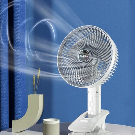 A portable fan with 3 gears, USB Rechargeable and wireless, clip-on Circulator Cooling Fan for camping, desktops, and offices