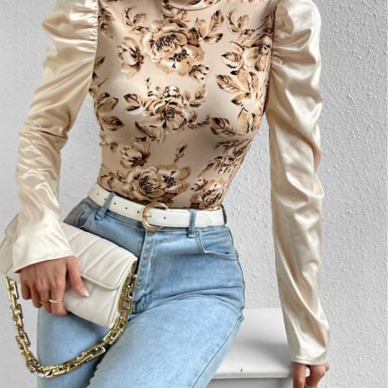 Floral Print Sleeve Top For Summer