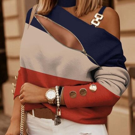 Half High Collar Pullover Tops