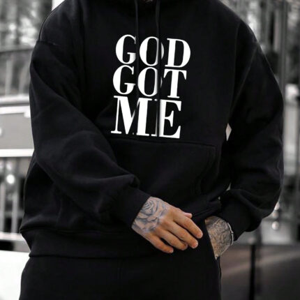 Fashionable Men's Hoodie with Slogan
