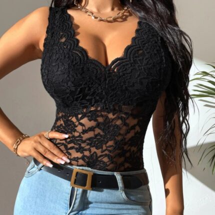 Lace Trim Sleeveless Top