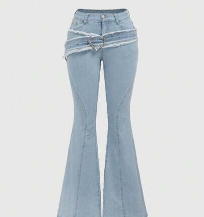 Grunge Rhinestone Flare Jeans