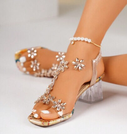 Clear Flower Heels For Women