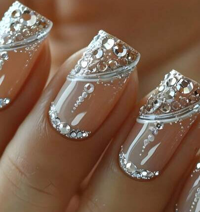 Pink Rhinestone Press-On Nails