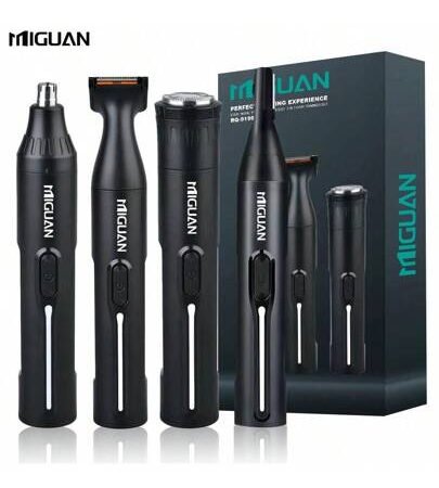 4-in-1 Men’s Grooming Kit – USB Rechargeable Nose, Ear, Beard & Eyebrow Trimmer