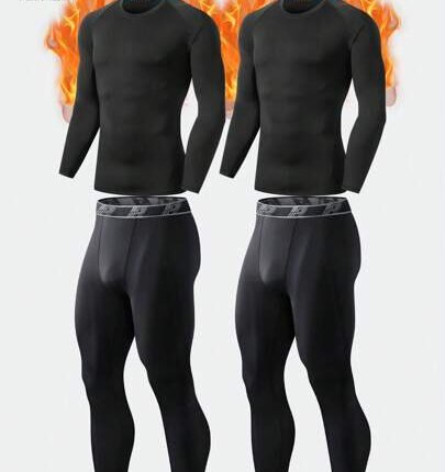 TELALEO 4 Packs Men's Winter Sport Thermal Underwear Set High Elasticity, Tight-Fitting And Fleece-Lined Base Layer