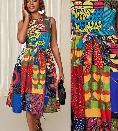 African Print Sleeveless Dress
