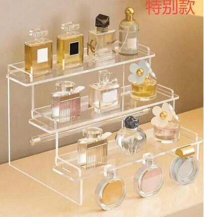 1pc-Acrylic Cosmetics Organizer, Multi-Layer Transparent Display Stand, Suitable For Perfume, Skin Care Products, Cosmetics, Bathroom, Bedroom, Home Decoration, Reinforced And Sturdy Trapezoidal Design,For Holiday Beach, Bathroom Collection, Bedroom Collection, Large Capacity