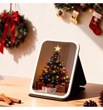 [Christmas Gift]LED Makeup Mirror,Vanity Mirror With Lights,3 Light Modes Lighted Makeup Mirror,Touch Control, Portable Stand And Foldable Compact Mirror Lighted Travel Makeup Mirror, Vanity Cosmetic Mirror With Lights, Rechargeable , Portable LED M