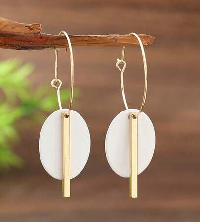 Bohemian Minimalist Geometric Oval Bar Earrings – Vintage Multicolor Alloy Hoops
