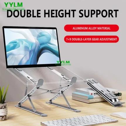 Aluminum Adjustable Laptop Stand – Portable Foldable Cooling Holder for MacBook & Notebooks