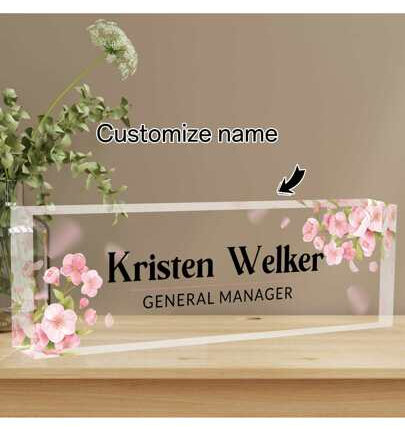 Personalized Acrylic Desk Name Plate – Custom Office Name Sign for Employees & Bosses